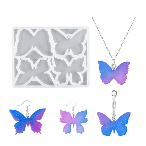 4 Hohlraum Schmetterlingskristallharzform Set Für Schmuck Die Silikon Anhängerform Ideal Für Ohrringe Halsketten Broschen 4 Hohlraum Schmetterlingskristallharzform Set Für Schmuck Die Silikon Anhängerform Ideal Für Ohrringe Halsketten Broschen von Lerpwige