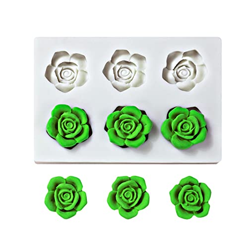6 Hohlraum Rosenblume Silikonform Fondant Schokoladenform Tonharz Modell Kuchen Dekoration Werkzeug Backzubehör Rosenblume Silikonformen Zum Backen von Lerpwige