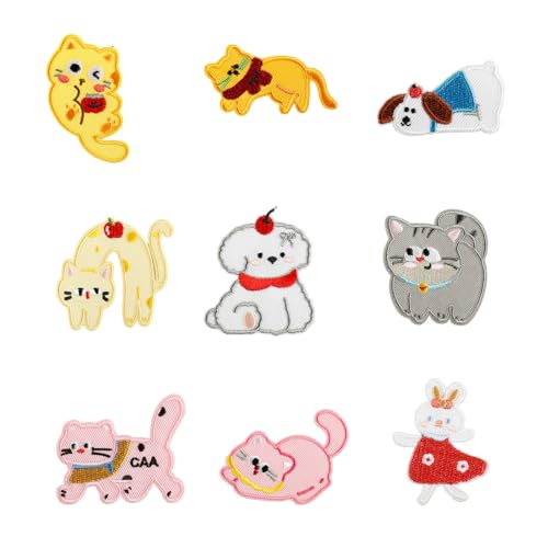 9 Stück schöne Katzen Aufnäher zum Aufbügeln bestickte Patches Cartoon Tier Aufnäher Applikationen Patches für Kleidung Hut 9 Stück schöne Katzen Aufnäher zum Aufbügeln bestickte Patches Cartoon Tier Aufnäher Applikationen Patches für Kleidung Hut von Lerpwige
