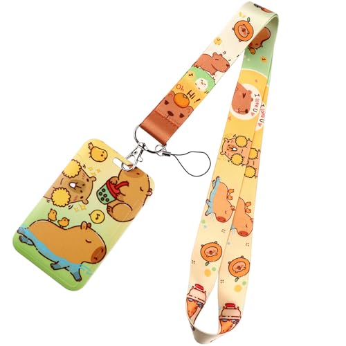Abzeichenkartenhalter Mit Lanyard Bunten Lanyard Schöne Kartenhalter Capybaras Halsriemen Für Krankenschwester Schülern Schöne Nackengurt Capybara Mit Schlüsselbundabzeichen Geschenk von Lerpwige