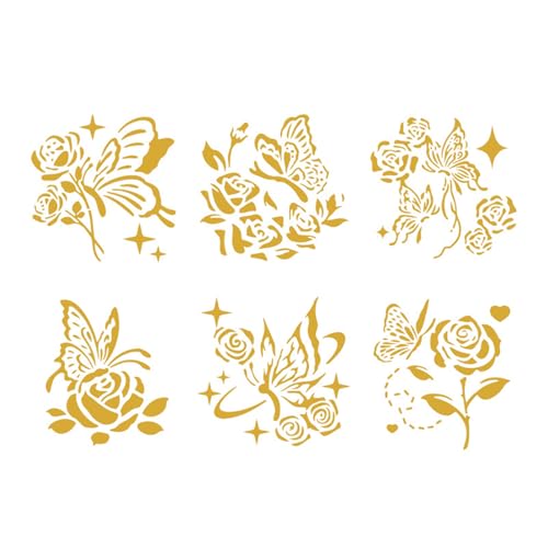 Blumenschablonen mit Aushöhlung, Malschablonen, Schmetterling, Zeichnen, Wälder, Garten, Vorlagen für Wandmalerei, Blumen, Scrapbooking, Bastelvorlagen, 6 Stück Blumenschablonen mit Aushöhlung, Malschablonen, Schmetterling, Zeichnen, Wälder, Garten, Vorlagen für Wandmalerei, Blumen, Scrapbooking, Bastelvorlagen, 6 Stück von Lerpwige