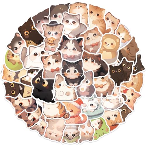 Cartoon-Katzen-Aufkleber, wasserabweisend, ästhetisch, für Wasserflasche, Sammelalbum, Tagebuch, Laptop, Gitarre, Gepäck, 50 Stück Cartoon-Katzen-Aufkleber, wasserabweisend, ästhetisch, für Wasserflasche, Sammelalbum, Tagebuch, Laptop, Gitarre, Gepäck, 50 Stück von Lerpwige