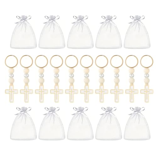 Lerpwige 10pieces Holzperlen Schlüsselbund Gekreuztem Charme Metall Schlüsselbund Mit Kordelbeutel Für Hochzeitsbabys Religiöse Ereignisse Lerpwige 10pieces Holzperlen Schlüsselbund Gekreuztem Charme Metall Schlüsselbund Mit Kordelbeutel Für Hochzeitsbabys Religiöse Ereignisse von Lerpwige