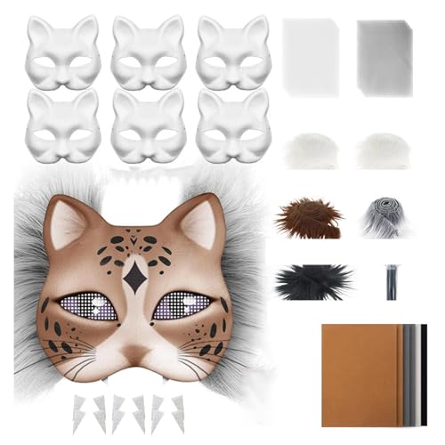 Lerpwige 29/42pcs Unbemaltes Katzen Masken Set Enthält Pelzige Ziehene Augen Mesh Tuch Zum Malen Unbemaltem Maskeraden Maske Lerpwige 29/42pcs Unbemaltes Katzen Masken Set Enthält Pelzige Ziehene Augen Mesh Tuch Zum Malen Unbemaltem Maskeraden Maske von Lerpwige