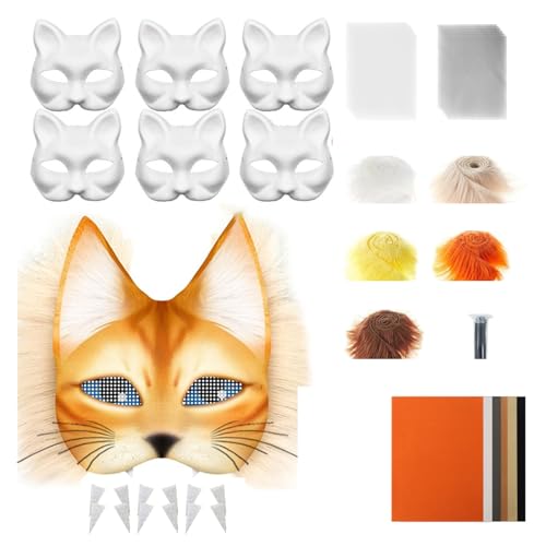 Lerpwige 29/42pcs Unbemaltes Katzen Masken Set Enthält Pelzige Ziehene Augen Mesh Tuch Zum Malen Unbemaltem Maskeraden Maske Lerpwige 29/42pcs Unbemaltes Katzen Masken Set Enthält Pelzige Ziehene Augen Mesh Tuch Zum Malen Unbemaltem Maskeraden Maske von Lerpwige