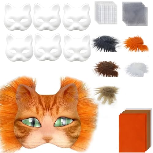 Lerpwige 29/42pcs Unbemaltes Katzen Masken Set Enthält Pelzige Ziehene Augen Mesh Tuch Zum Malen Unbemaltem Maskeraden Maske Lerpwige 29/42pcs Unbemaltes Katzen Masken Set Enthält Pelzige Ziehene Augen Mesh Tuch Zum Malen Unbemaltem Maskeraden Maske von Lerpwige