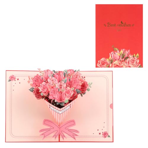 Lerpwige 3D Rose Blumensträuße Kartengrußkarte Mit Umschlag Für Paare Praktische Valentinstagskarten Jubiläumsabschlusskarte Lerpwige 3D Rose Blumensträuße Kartengrußkarte Mit Umschlag Für Paare Praktische Valentinstagskarten Jubiläumsabschlusskarte von Lerpwige