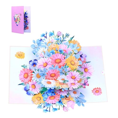 Lerpwige Popup Gänseblümchen Bouquets Grußkarte Elegante Gänseblümchen 3D Kartenblumengrußkarte Zubehör Für Individuelle Nachricht von Lerpwige