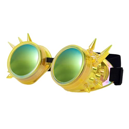 Mehrfarbige, fluoreszierende Punk-Brille, Nieten, Punk-Design, leicht, verstellbar, für Erwachsene und Kinder, Retro-Steampunk-Schutzbrille Mehrfarbige, fluoreszierende Punk-Brille, Nieten, Punk-Design, leicht, verstellbar, für Erwachsene und Kinder, Retro-Steampunk-Schutzbrille von Lerpwige