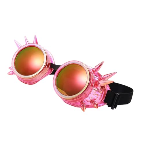 Mehrfarbige, fluoreszierende Punk-Brille, Nieten, Punk-Design, leicht, verstellbar, für Erwachsene und Kinder, Retro-Steampunk-Schutzbrille Mehrfarbige, fluoreszierende Punk-Brille, Nieten, Punk-Design, leicht, verstellbar, für Erwachsene und Kinder, Retro-Steampunk-Schutzbrille von Lerpwige