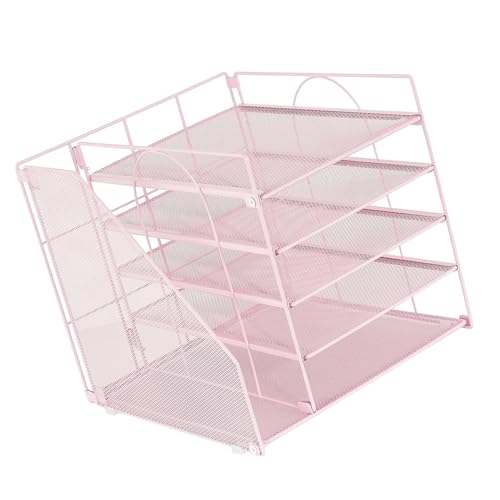 Platzsparender Schreibtisch-Organizer aus Eisen, 5-stöckig, Akten-Ablage, Briefablage, Organizer mit Zeitschriftenständer für Bürobedarf, platzsparende Schreibtisch-Aktenverwaltung von Lerpwige
