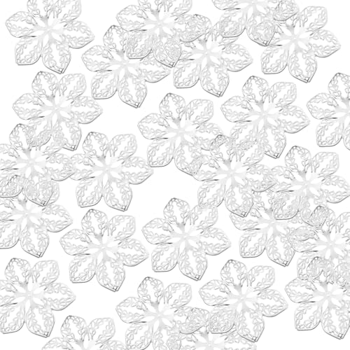 Set Von 100 Hohlen Filigranen Blumen Steckverbinder Schmuckcharme Kopfspeisezubehör Handgefertigt Gemischt Aus Metallhandwerk Schmuck Schmuckzubehör von Lerpwige