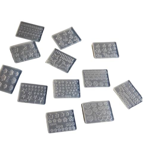 Set Von 12 Silikonnägeln Kunstformen Zum Herstellen Detaillierter Harzblätter Und Pflanzlicher Nahrungsnägelnägelformen von Lerpwige