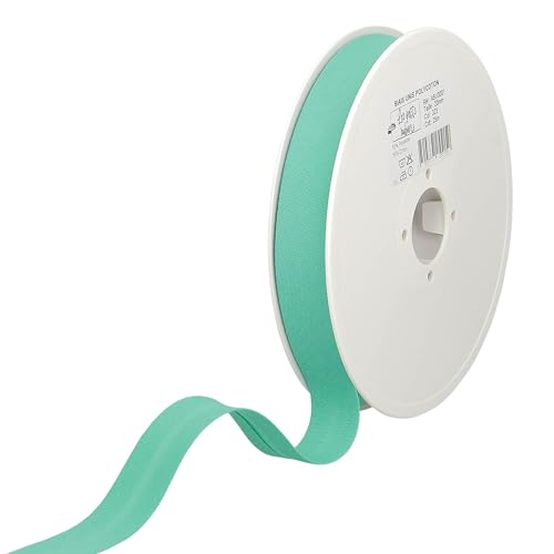 Les Petits Rubans Schrägband – 20 mm breit, gefaltet 10 mm, 25 m Rolle, 50% Baumwolle, 50% Polyester, Bordüre zum Nähen, Banner, Polster, Möbel, Paspeln, Kleidung, Decken, Jade von Les Petits Rubans