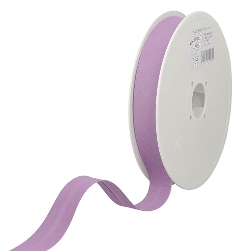 Les Petits Rubans Schrägband – 20 mm breit, gefaltet 10 mm, 25 m Rolle, 50% Baumwolle, 50% Polyester, Bordüre zum Nähen, Banner, Polster, Möbel, Paspeln, Kleidung, Decken, Mauve von Les Petits Rubans