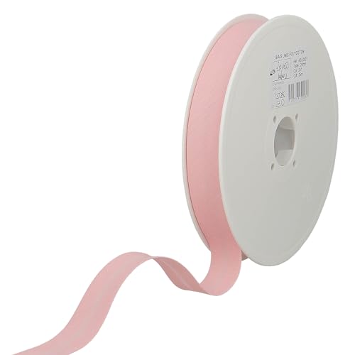 Les Petits Rubans Schrägband – 20 mm breit, gefaltet 10 mm, 25 m Rolle, 50% Baumwolle, 50% Polyester, Bordüre zum Nähen, Banner, Polster, Möbel, Paspeln, Kleidung, Decken, Rosa von Les Petits Rubans