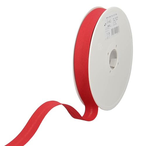 Les Petits Rubans Schrägband – 20 mm breit, gefaltet 10 mm, 25 m Rolle, 50% Baumwolle, 50% Polyester, Bordüre zum Nähen, Banner, Polster, Möbel, Paspeln, Kleidung, Decken, Rot von Les Petits Rubans