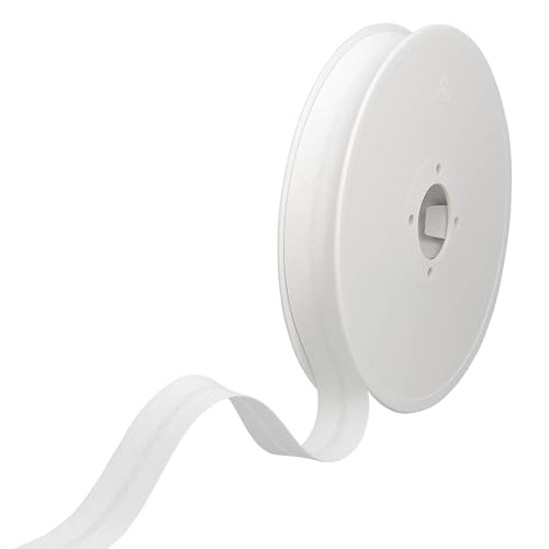 Les Petits Rubans Schrägband – 20 mm breit, gefaltet 10 mm, 25 m Rolle, 50% Baumwolle, 50% Polyester, Bordüre zum Nähen, Banner, Polster, Möbel, Paspeln, Kleidung, Decken, Weiss von Les Petits Rubans