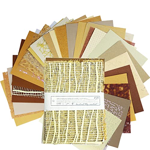 30 Blätter Scrapbook Papier, Vintage Scrapbooking Dekorpapier, DIY Schreibpapier Dekorative, Scrapbook Zubehör, Geeignet für Karten, Travel Journal, Sammelalben, Fotorahmen, Alben (Gold) von Les-Theresa