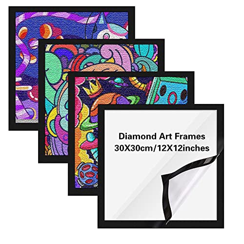 Les-Theresa 4 Stück Diamond Painting Rahmen, Magnetischer Diamant Kunstrahmen Selbstklebend Schwarz Diamant Painting Bilderrahmen, Fotorahmen für Kinderkunst, Wanddekoration zu Hause (Klein) von Les-Theresa