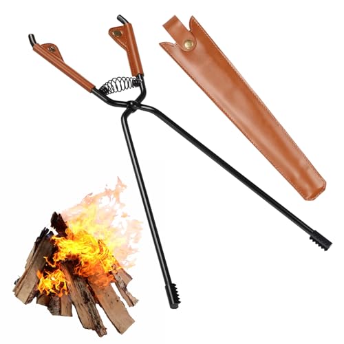 44cm Kaminzange, Schwerlast Feuerzange Lang Kaminzange für Holz Kohlenstoffstahl Zange Ofen Kamin Hitzebeständiger Kohlenzange Kamin Brennholz Zange mit Lederbezug, für Lagerfeuer, Grill, Kaminöfen 44cm Kaminzange, Schwerlast Feuerzange Lang Kaminzange für Holz Kohlenstoffstahl Zange Ofen Kamin Hitzebeständiger Kohlenzange Kamin Brennholz Zange mit Lederbezug, für Lagerfeuer, Grill, Kaminöfen von Les-Theresa