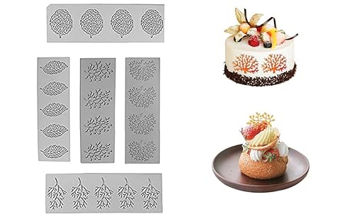 5 Stück Silikonform Blätter, 3D Tulle Molds Hippenform Silikon Blätter Silikonformen Blätter für Dekoration, Spitze Silikonform für Backen, Seife, Zucker Handwerk Kuchen Dekoration Kuchenformen (Grau) 5 Stück Silikonform Blätter, 3D Tulle Molds Hippenform Silikon Blätter Silikonformen Blätter für Dekoration, Spitze Silikonform für Backen, Seife, Zucker Handwerk Kuchen Dekoration Kuchenformen (Grau) von Les-Theresa