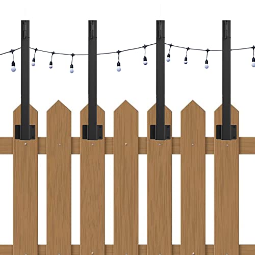 Les-Theresa 4 Stangen zum Aufhängen von Lichterketten, Lichterketten, 3,5 m, Soffittenlichter-Stangen, Soffitten-Lichtmast mit Haken, Soffittenstangen für den Außenbereich, für Terrasse, Zaun, Wand von Les-Theresa