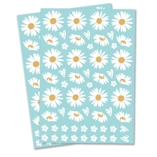 Leseogye 2 Stück Fahrrad Sticker Gänseblümchen, Daisy Blumen Fahrrad Aufkleber Rahmen, Fahrradaufkleber, Autoaufkleber Wasserdicht Sticker Blumen für Fahrrad, Auto, Laptop, Wasserflasche von Leseogye
