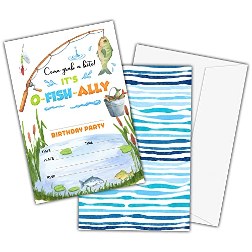 Geburtstagsparty-Einladungskarten für Kinder, kleine Fischer-Party-Einladungen, Partyfeier für Teenager, O-Fish-Ally Partykarten, Partyzubehör, Dekoration, personalisierbar, 20 Karten mit Umschlägen Geburtstagsparty-Einladungskarten für Kinder, kleine Fischer-Party-Einladungen, Partyfeier für Teenager, O-Fish-Ally Partykarten, Partyzubehör, Dekoration, personalisierbar, 20 Karten mit Umschlägen von Lesixur