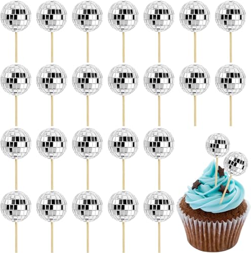 24 Stück Disco Ball Cake Topper 1970s Mini Discokugel Tortendeko und Cupcake Deko für Geburtstag Kuchendekoration Disco-Thema Party Zubehör(Silber) 24 Stück Disco Ball Cake Topper 1970s Mini Discokugel Tortendeko und Cupcake Deko für Geburtstag Kuchendekoration Disco-Thema Party Zubehör(Silber) von Leslady