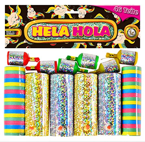 Lesli Hela Hola Luftschlangen Tischfeuerwerk Party Knaller Beutel 46-teiliges Party-Paket von Lesli Silvesterzauber