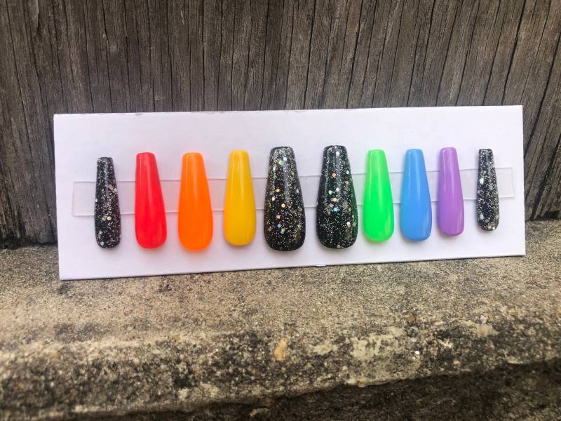 Regenbogen Glitter Press On Nails von LeslieDNails