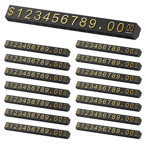Lesnala 40 Sets Preisanzeige, Würfel, verstellbar, abnehmbar, Mini-Etikett, Zahlen, Buchstaben, Dollar-Block-Set für Geschäft, Schmuck, Einzelhandel, Geschäft, Gold auf Schwarz, 5,7 x 0,6 cm Lesnala 40 Sets Preisanzeige, Würfel, verstellbar, abnehmbar, Mini-Etikett, Zahlen, Buchstaben, Dollar-Block-Set für Geschäft, Schmuck, Einzelhandel, Geschäft, Gold auf Schwarz, 5,7 x 0,6 cm von Lesnala