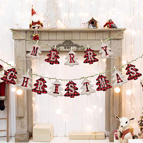LessMo Weihnachtsbanner mit Kiefernmuster, Merry Christmas Hängende Flagge, Weihnachten Briefe Banner für Tür-Wand-Fenster Home Innen- und Außen Neues Jahr Party Dekoration Kamindekoration LessMo Weihnachtsbanner mit Kiefernmuster, Merry Christmas Hängende Flagge, Weihnachten Briefe Banner für Tür-Wand-Fenster Home Innen- und Außen Neues Jahr Party Dekoration Kamindekoration von LessMo