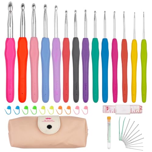 Lestiven 14 Stück Häkelnadel Set Mehrfarbig, Häkelnadeln mit Nadeln und Stichmarkierungen 14 Größen, Stricken Nadeln Kit mit TPR Weichem Griff und Aufbewahrungsbox, Crochet Hooks Set Für Anfänger Lestiven 14 Stück Häkelnadel Set Mehrfarbig, Häkelnadeln mit Nadeln und Stichmarkierungen 14 Größen, Stricken Nadeln Kit mit TPR Weichem Griff und Aufbewahrungsbox, Crochet Hooks Set Für Anfänger von Lestiven