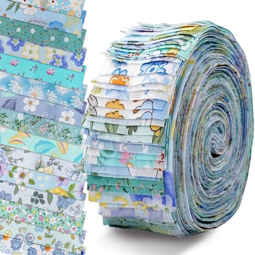 40 Stück Jelly Roll Stoffstreifen, Baumwoll-Steppstoffe, Blumenmuster, Patchwork, Handwerk für Bettbezüge, kleine Geldbörsen, Tischdecken, Handtaschen, Blau 40 Stück Jelly Roll Stoffstreifen, Baumwoll-Steppstoffe, Blumenmuster, Patchwork, Handwerk für Bettbezüge, kleine Geldbörsen, Tischdecken, Handtaschen, Blau von LetCart