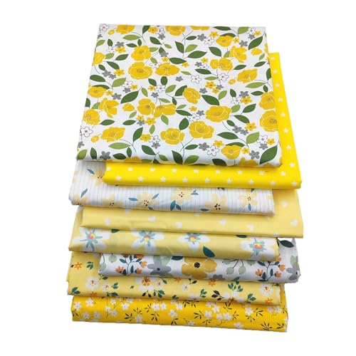 Baumwollstoff Patchworkstoffe, 8PCS 50 * 50CM Patchwork Stoff Paket, Multicolor Baumwollstoff Patchworkstoffe für Nähen, Scrapbooking & DIY Handwerk (Gelb) von LetCart