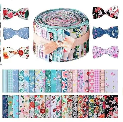 Jelly Roll Stoffstreifen zum Quilten, 40 Stück Baumwolle Blumenmuster Streifen, 1 m x 6,5 cm, vorgeschnittener Quiltstoff für Decken, Polster und Heimdekoration von LetCart