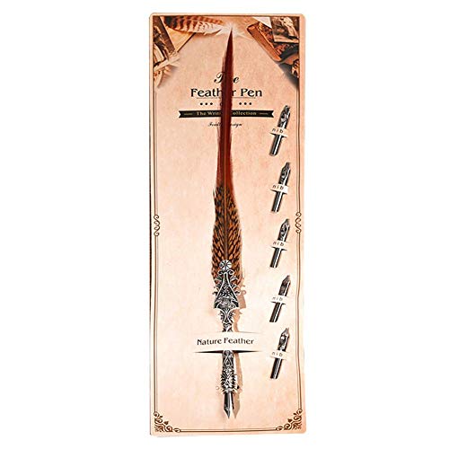 LetCart Feather Pen - Klassische Vintage Feather Füllfederhalter Kalligraphie Quill Dip Pen Home Decor Geschenk(02#) von LetCart