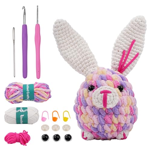 LetCart Floppy Häkel-Set für Anfänger – Komplettset mit Premium-Chenille-Garn, 2 Häkelnadeln & Videoanleitung für DIY-Stofftiere und Schlüsselanhänger (19,4 cm) von LetCart