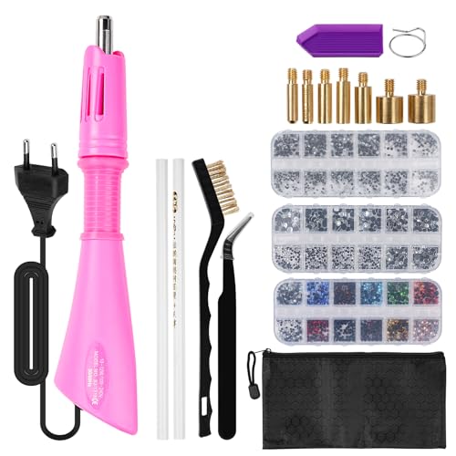 LetCart Hotfix Strasssteine Applikator, Schnelles Aufheizen Hot Fix Zauberstab Strass, DIY Applikator Verschönerung Werkzeuge, Zum Setzen von Strasssteinen und Perlen (Rosa Set) von LetCart