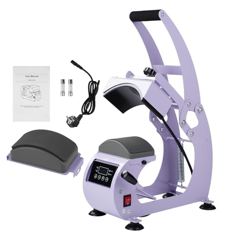 LetCart Kompakte Heißpresse – 550W T-Shirt Transferpresse mit 8-15cm Pad, Manuelle Mützen-Heißpressenmaschine Hut-Heißtransfermaschine Hut-Mützen-Druckmaschine für DIY & Heimgebrauch von LetCart