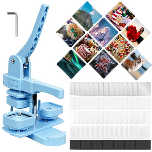 Quadratische Knopf-Maschine, 50 mm, DIY Pin Badge Maker Custom Badge Press Kit mit 100 Set Square Button Making Supplies für Geschenke Pin Maker Quadratische Knopf-Maschine, 50 mm, DIY Pin Badge Maker Custom Badge Press Kit mit 100 Set Square Button Making Supplies für Geschenke Pin Maker von LetCartMaker