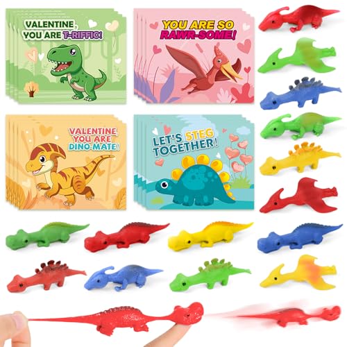 Valentinstagskarten für Schulkinder, 32 Stück, Slingshot-Dinosaurier-Fingerspielzeug mit Kindern, Valentinstagskarten, Valentinstagskarten für Kinder, Valentinstagsparty, Schulklassenzimmerpreis Valentinstagskarten für Schulkinder, 32 Stück, Slingshot-Dinosaurier-Fingerspielzeug mit Kindern, Valentinstagskarten, Valentinstagskarten für Kinder, Valentinstagsparty, Schulklassenzimmerpreis von Letapapa