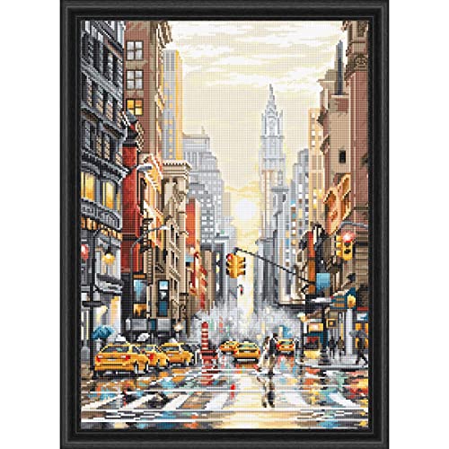 Kreuzstich Set Sonnenuntergang auf der 5th Avenue, Serie: Städte Zählmuster von Letistitch