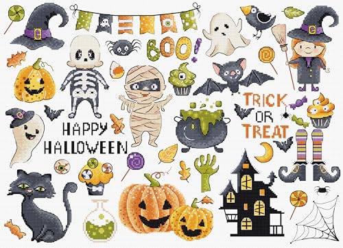 Kreuzstich Stickpackung Halloween Sampler, Zählmuster Kreuzstich Stickpackung Halloween Sampler, Zählmuster von Letistitch