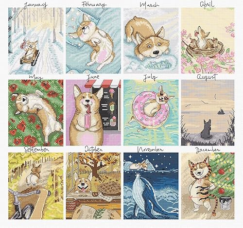 Kreuzstich Stickpackung Kalender Hunde Zählmuster Kreuzstich Stickpackung Kalender Hunde Zählmuster von Letistitch