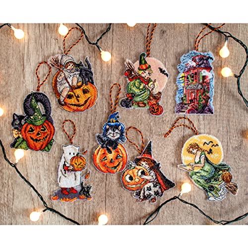 Letistitch Kreuzstich Set Halloween-Kit, Set mit 8 Stk Zählmuster, 11x9cm von Letistitch