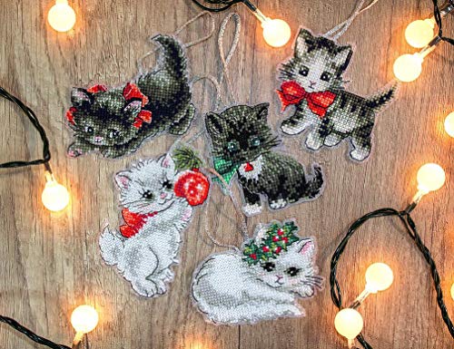 Letistitch Kreuzstich Set Weihnachtsspielzeug-Kit Kätzchen, Set 5 Stk, Zählmuster, 8x7cm Letistitch Kreuzstich Set Weihnachtsspielzeug-Kit Kätzchen, Set 5 Stk, Zählmuster, 8x7cm von Letistitch