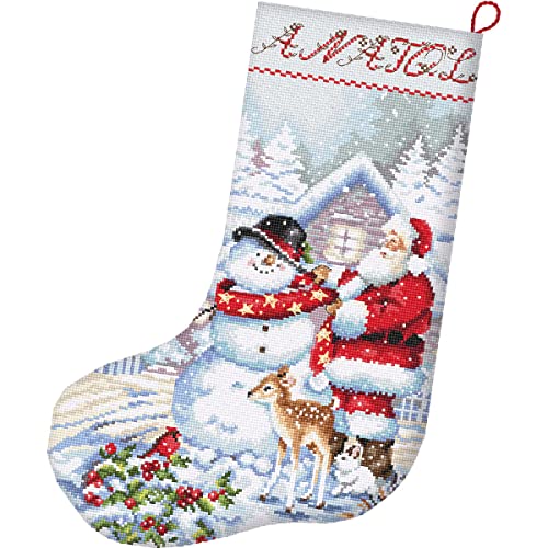 Letistitch Kreuzstich Set Weihnachtsstrumpf Schneemann und Santa, Zählmuster, 24,5x37cm von Letistitch